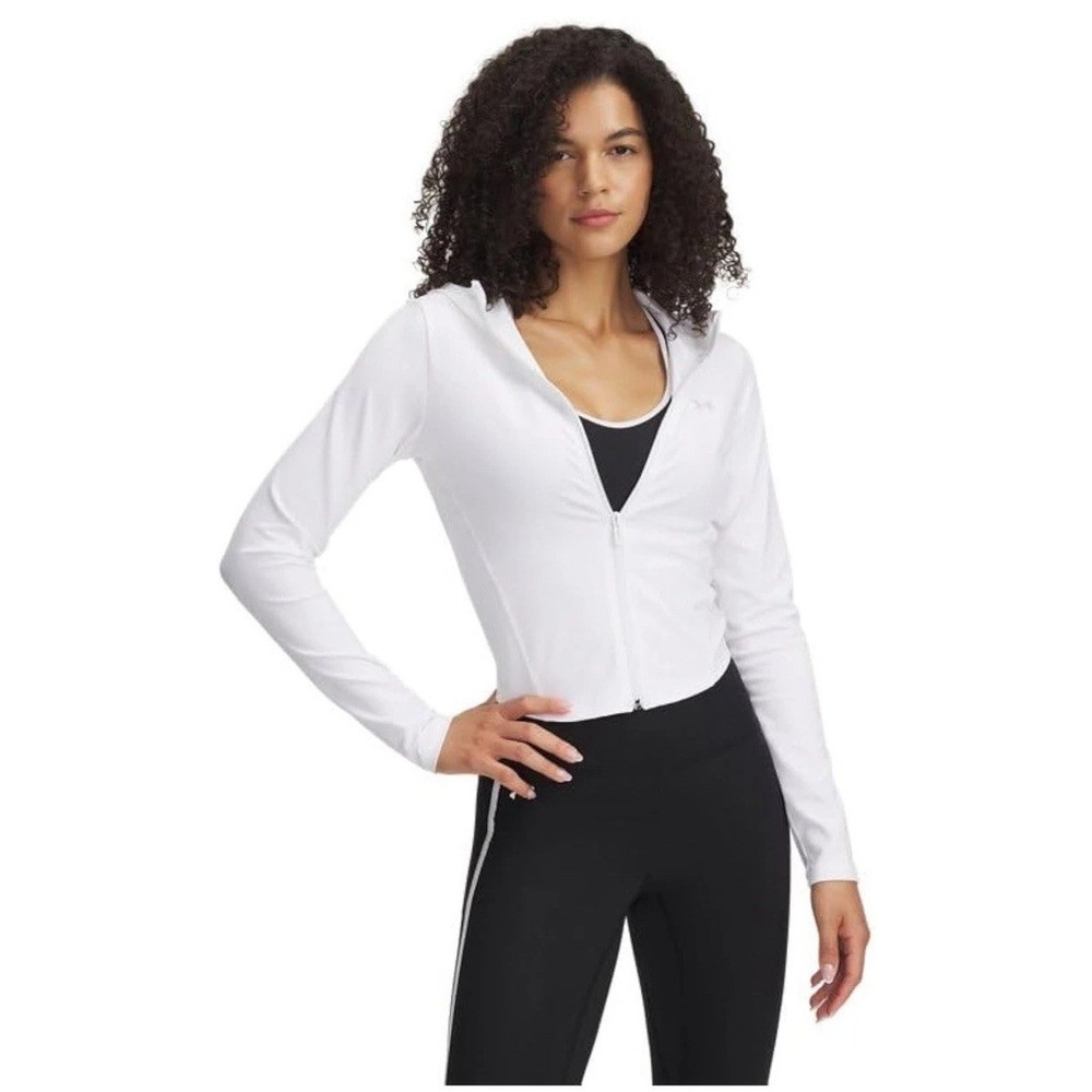 NWT Under Armour Women's UA Motion Hooded Full-Zip Up Jacket Sweater White Large
